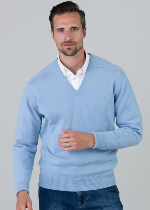 Melrose 2 Ply Cashmere V-Neck - Hyacinth