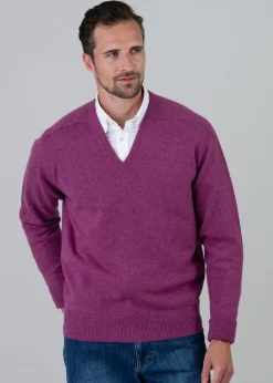 Melrose 2 Ply Cashmere V-Neck - Loganberry