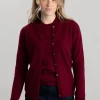 Millie Cashmere High Button Cardigan - Claret