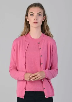 Millie Cashmere High Button Cardigan - Starlet