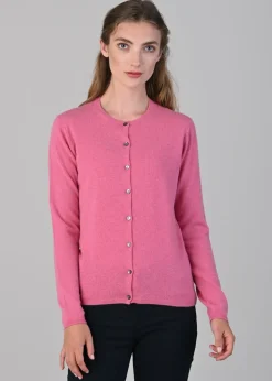 Millie Cashmere High Button Cardigan - Starlet
