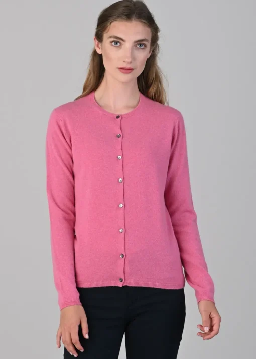 Millie Cashmere High Button Cardigan - Starlet
