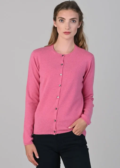 Millie Cashmere High Button Cardigan - Starlet