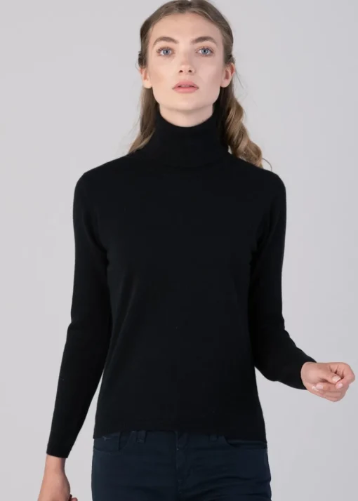 Millie Cashmere Roll Collar - Black