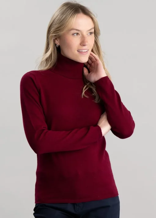 Millie Cashmere Roll Collar - Claret