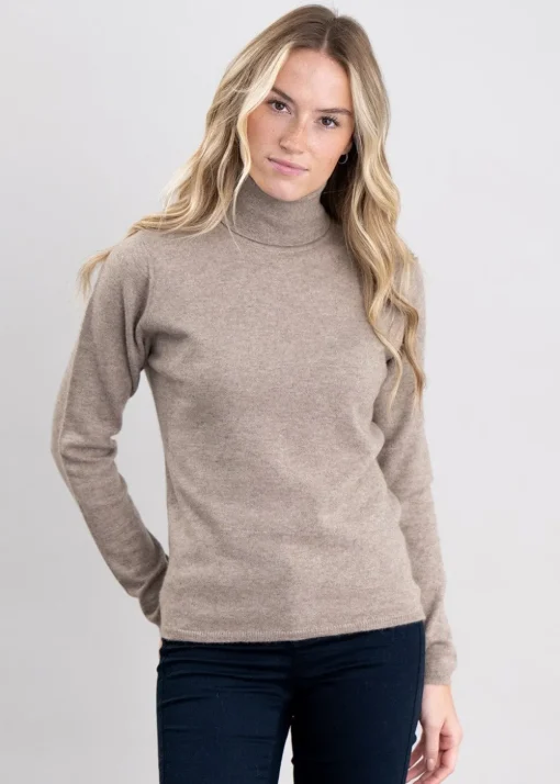 Millie Cashmere Roll Collar - Dark Natural