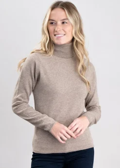 Millie Cashmere Roll Collar - Dark Natural