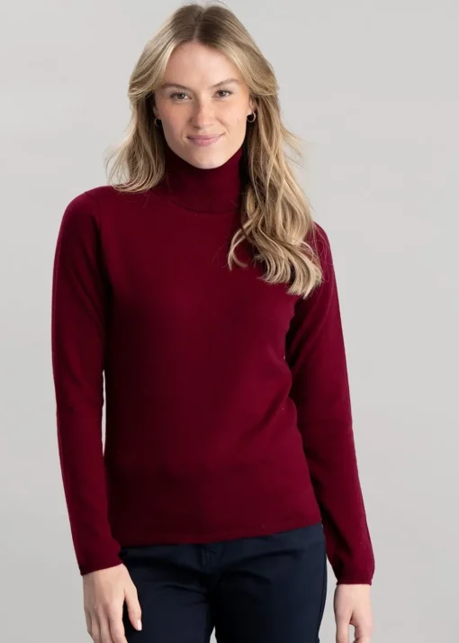 Millie Cashmere Roll Collar - Claret