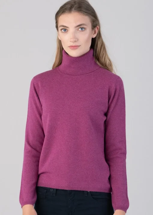 Millie Cashmere Roll Collar - Loganberry