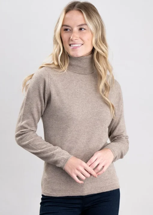 Millie Cashmere Roll Collar - Dark Natural