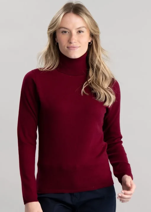 Millie Cashmere Roll Collar - Claret