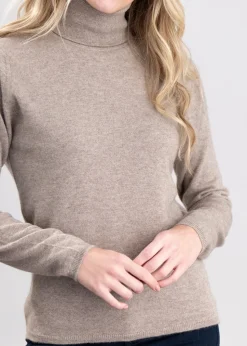 Millie Cashmere Roll Collar - Dark Natural