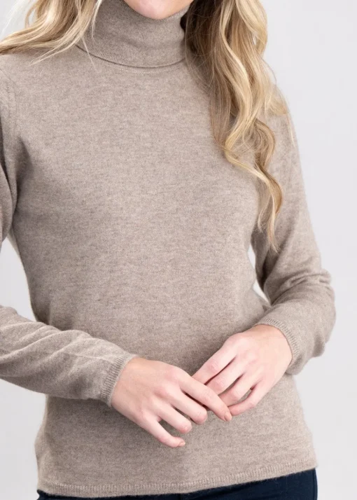 Millie Cashmere Roll Collar - Dark Natural