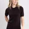Millie Cashmere Short Sleeve Crew - Ebony