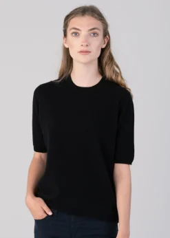 Millie Cashmere Short Sleeve Crew - Black