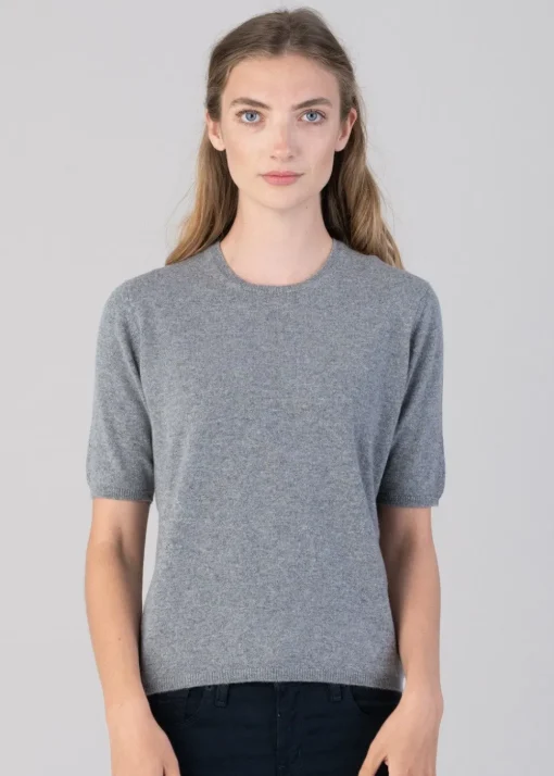 Millie Cashmere Short Sleeve Crew - Flannel