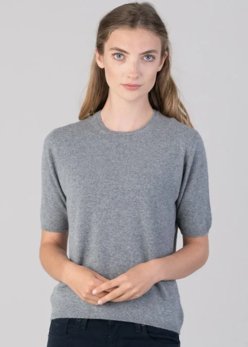 Millie Cashmere Short Sleeve Crew - Flannel