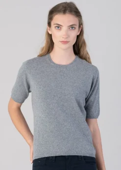 Millie Cashmere Short Sleeve Crew - Flannel