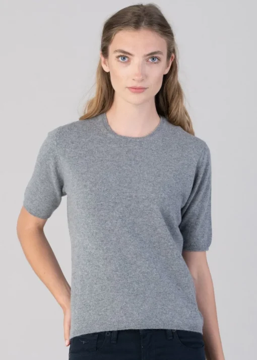 Millie Cashmere Short Sleeve Crew - Flannel