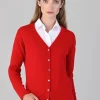 Millie Cashmere Vee Cardigan - Cardinal
