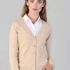 Millie Cashmere Vee Cardigan - Oatmeal