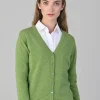 Millie Cashmere Vee Cardigan - Foliage