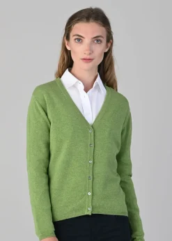 Millie Cashmere Vee Cardigan - Foliage