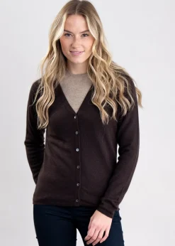 Millie Cashmere Vee Cardigan - Ebony