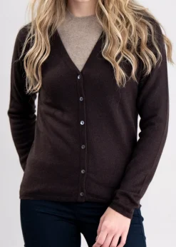 Millie Cashmere Vee Cardigan - Ebony