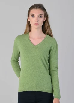 Millie Cashmere Vee Neck - Foliage