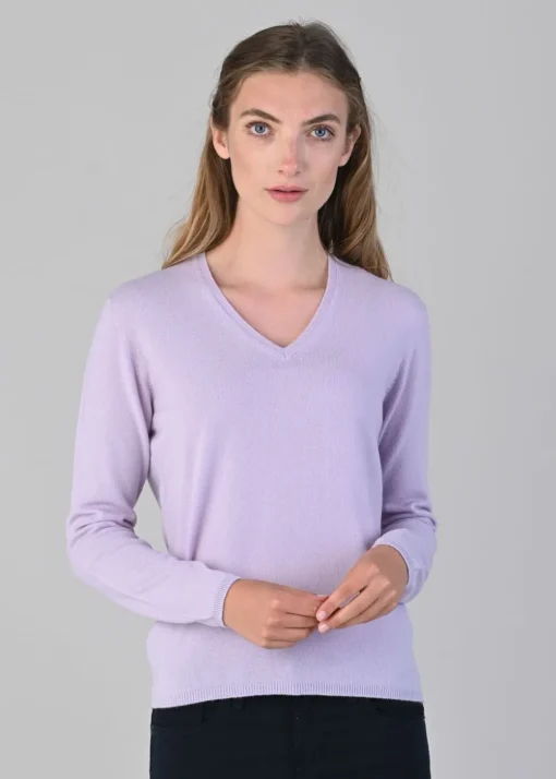 Millie Cashmere Vee Neck - Freesia
