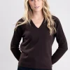 Millie Cashmere Vee Neck - Ebony
