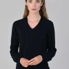 Millie Cashmere Vee Neck - Navy