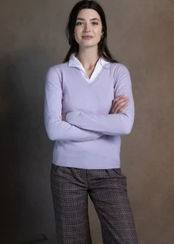Millie Cashmere Vee Neck - Freesia