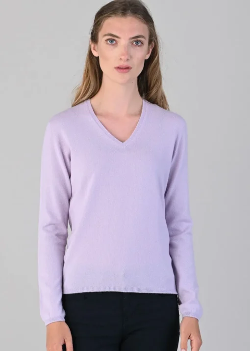 Millie Cashmere Vee Neck - Freesia