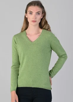 Millie Cashmere Vee Neck - Foliage