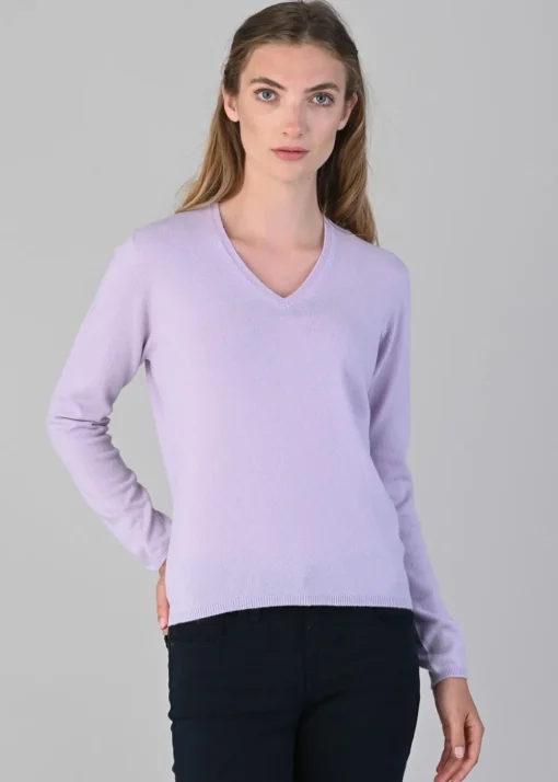 Millie Cashmere Vee Neck - Freesia