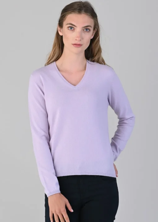 Millie Cashmere Vee Neck - Freesia