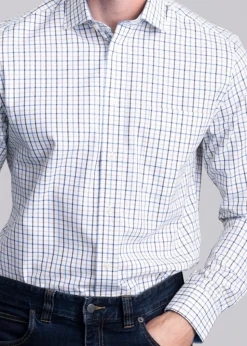 Milton Tailored Shirt - Vintage Navy and Imperial Blue