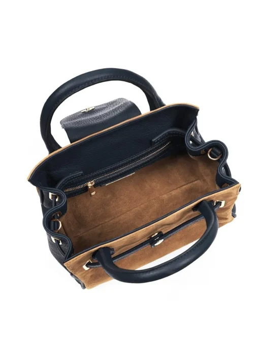 Mini Windsor Handbag - Tan and Navy