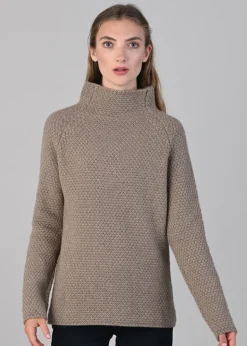 Olivia Cashmere Funnel Neck - Dark Natural