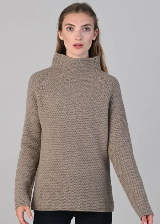 Olivia Cashmere Funnel Neck - Dark Natural