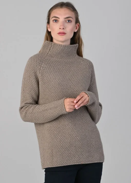 Olivia Cashmere Funnel Neck - Dark Natural