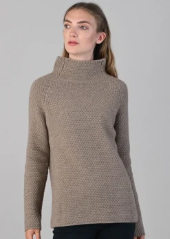 Olivia Cashmere Funnel Neck - Dark Natural
