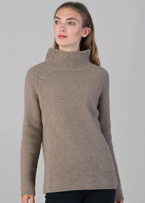 Olivia Cashmere Funnel Neck - Dark Natural