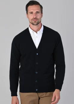 Oxton 1 Ply Cashmere Cardigan - Dark Navy