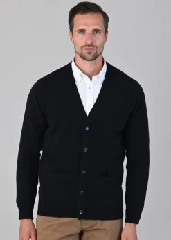 Oxton 1 Ply Cashmere Cardigan - Dark Navy