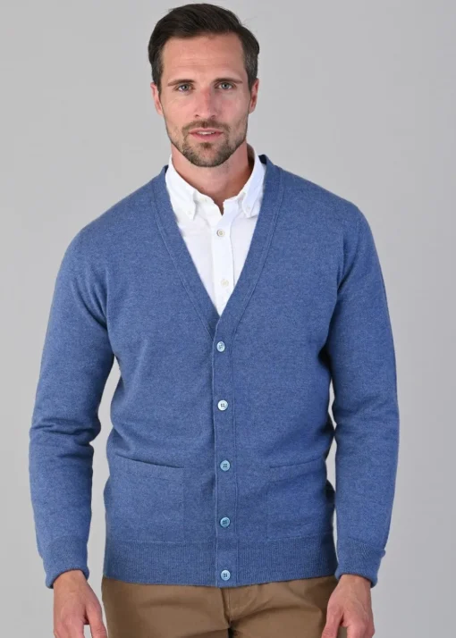 Oxton 1 Ply Cashmere Cardigan - Lapis