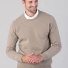 Oxton 1 Ply Cashmere Crew Neck - Dark Natural