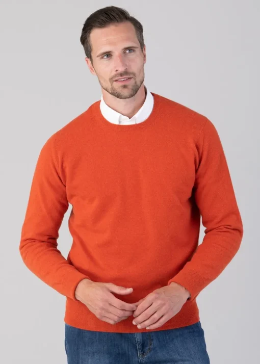 Oxton 1 Ply Cashmere Crew Neck - Furnace
